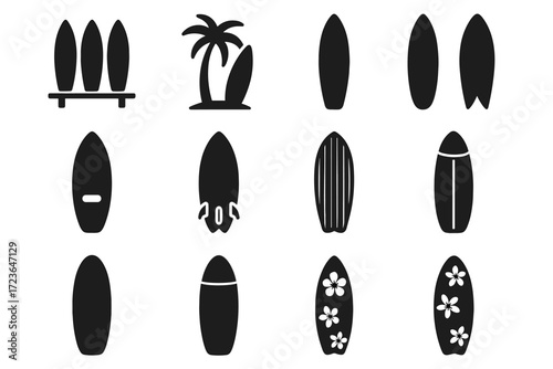 Guard display icon vector surfboard pattern collection grip setup hole shape