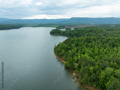 Aerial View of Lake James in Western North Carolina in the Summer