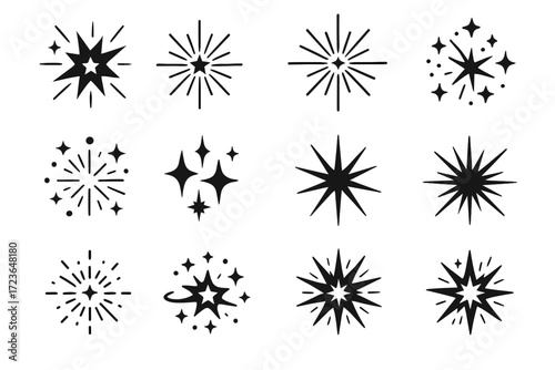 Cluster exploding radiant cosmic vector light burst icon star sparkle clustered icons