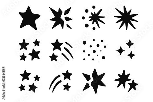 Fragmented vector pattern star abstract dotted clusters arc cluster icon playful random