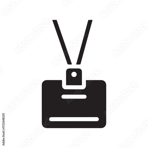 Minimalist Black Identity Card Lanyard Holder Glyph Icon