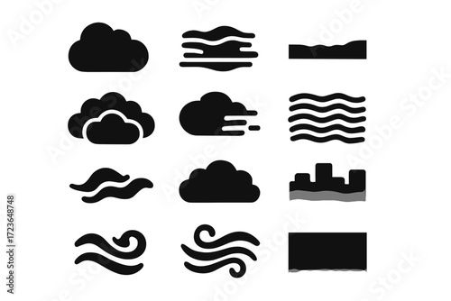 Dense stream icon horizon air vector mist icons formation strata fog roll