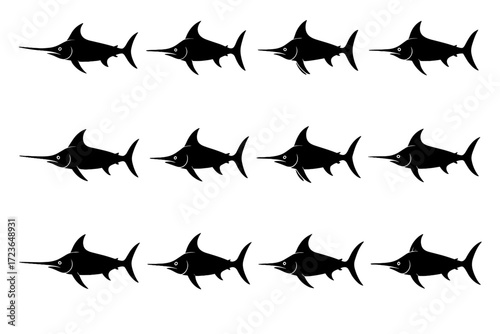 Muscular bill vector detail taper swordfish mark shape icon contour icons curve