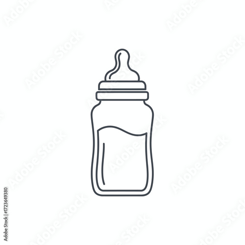 Line art illustration of a baby bottle.
