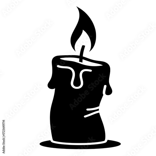 Burned out candle vector icon. A concept for burnout, exhaustion, and emotional depletion.
