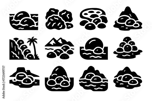 Icon pool seamount cliff reef vector lava island blob zone edge pillow
