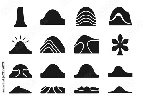 Ridge collapsed expression salt center breached top vector icon dome