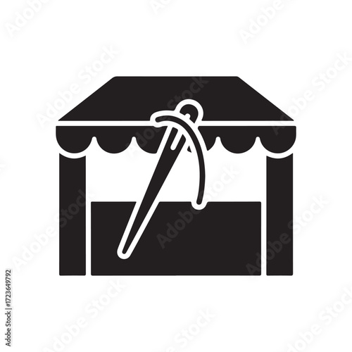 Flat Vector Sewing Needle Craft Market Stall Icon Design