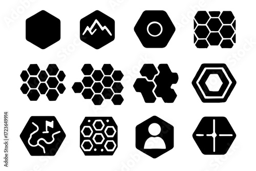 Game icons hex icon terrain token map hexagon battlefield vector grid board