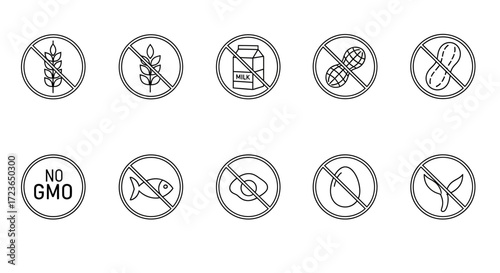 Collection of common food allergen icons.