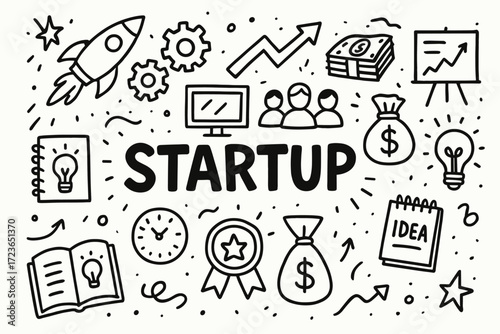 Startup, business development line icon set. entrepreneurship, innovation line style icons