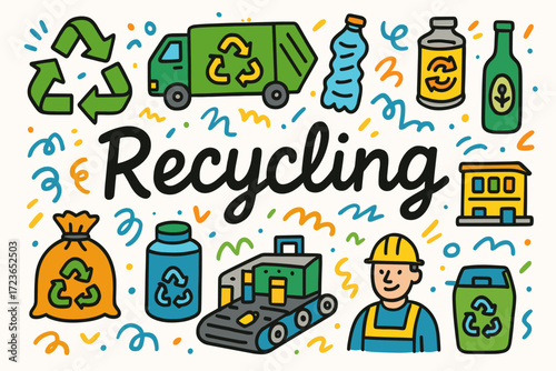 Recycling and waste management icon set. eco-friendly, linear icons collection