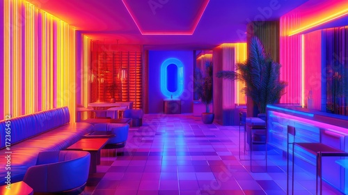 staging neon glow style cross section of interior staging