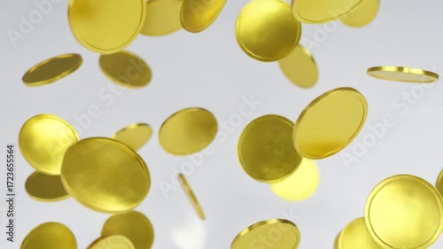 Golden Coins Falling in the Air, Abstract Financial Concept
