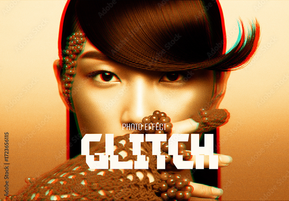 Glitch Photo Effect with RGB Shift and Scan Lines Stock Template ...
