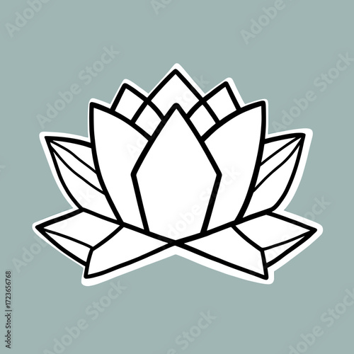 A simple and elegant geometric lotus flower, a modern and minimalist line art icon symbolizing purity, enlightenment, and spiritual awakening in a serene design.
