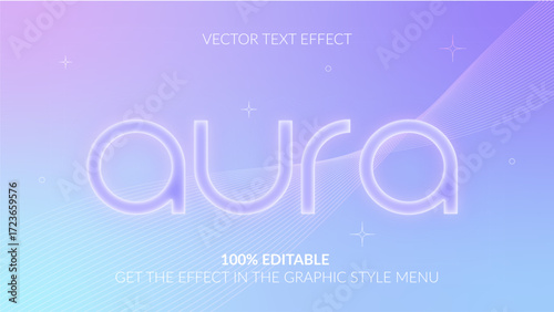 Neon Glow Aura Editable Text Effect  Futuristic Vector Typography Style Whimsical