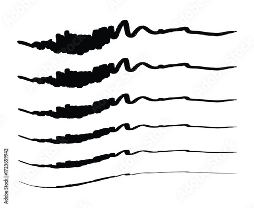 Brush Hand Drawn Ink Scribble Stylish Border Set Design Vector Illustration