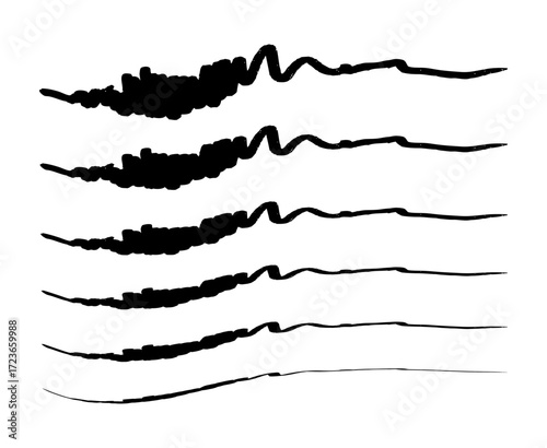 Brush Hand Drawn Ink Scribble Stylish Border Set Design Vector Illustration