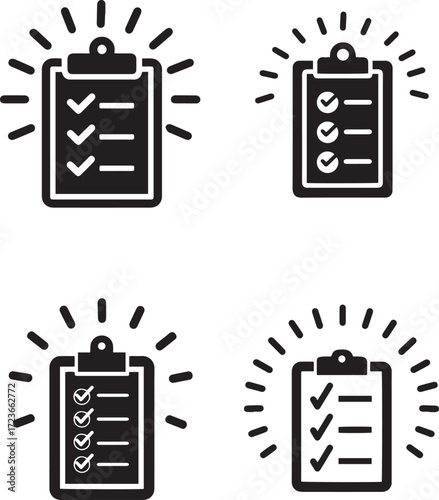 Vector art of checklist icon set, task list symbol, survey form sign