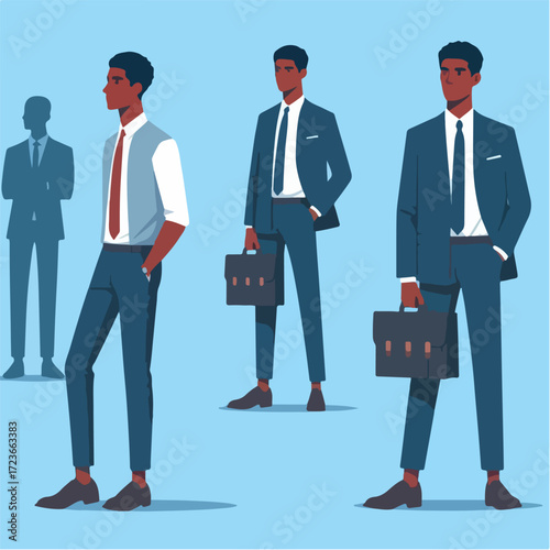 Businessman cartoon character set illustration