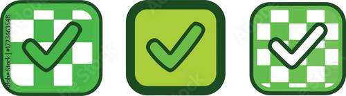 Vector art of green check mark icons in square frames