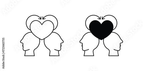 Emotional Intellect set icon with white background vector stock illustration