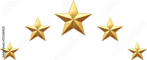 Vector art of five golden stars, representing achievement and excellence