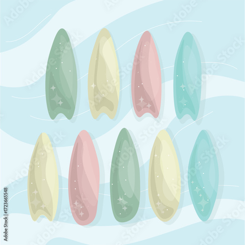 surf, surfboard, board, surfing, vector, beach, design, illustration, summer, sea, surfer, water, sport, christmas, wave, ocean, hawaii, decoration, tropical, art, pattern, holiday, set, icon, nature