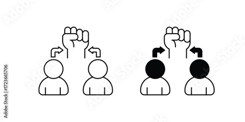Empowering set icon with white background vector stock illustration