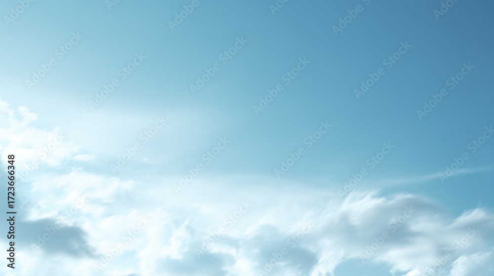 Fototapeta premium There are little white clouds in the beautiful blue sky, with plenty of blank space, showcasing exquisite details, suitable for various uses.