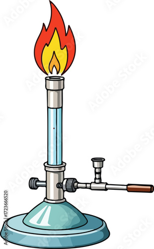 Bunsen burner colorful cartoon vector illustration