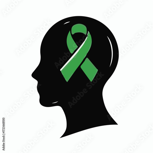 World Mental Health Day Vector with Brain and Awareness Ribbon