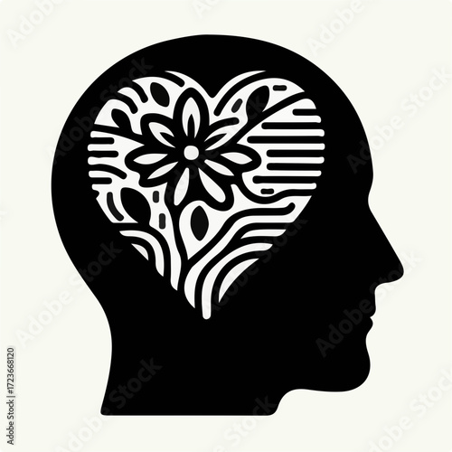 World Mental Health Day Vector with Brain and Awareness Ribbon