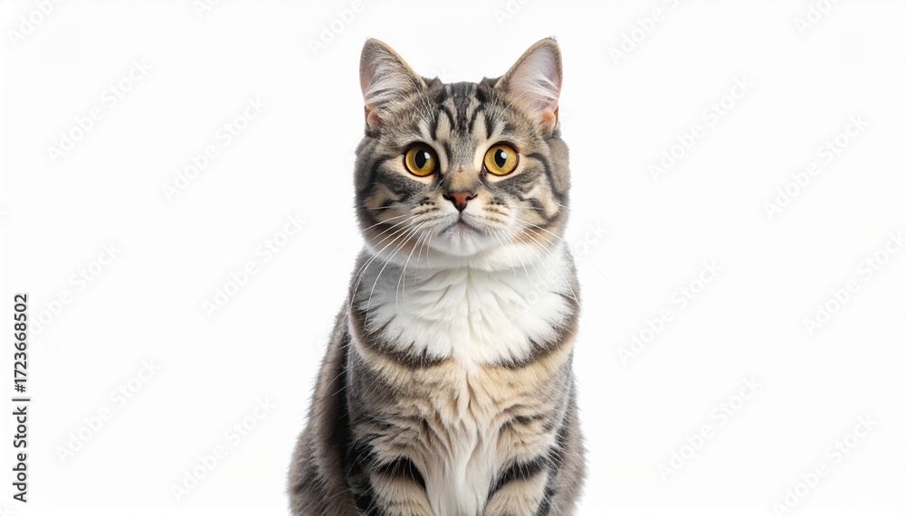 Obraz premium Cute Cat Looking at Camera on White Background