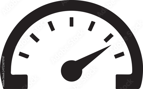 Silhouette vector of half-circle speed gauge icon symbol for performance and measurement.