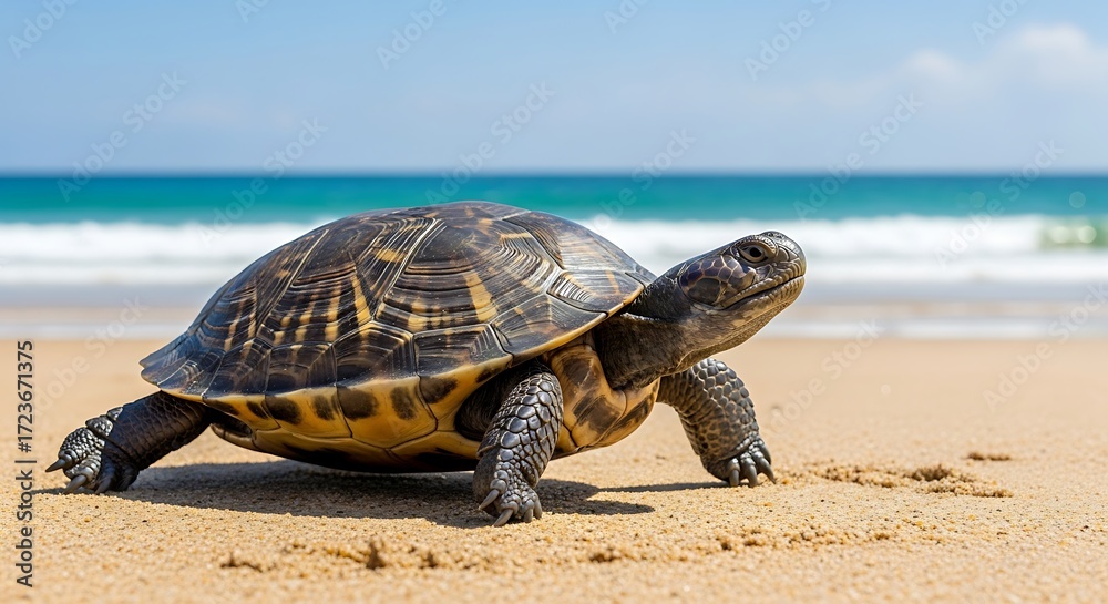 Obraz premium Turtle on Tropical Beach.