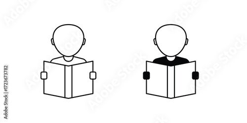 Self Study set icon with white background vector stock illustration