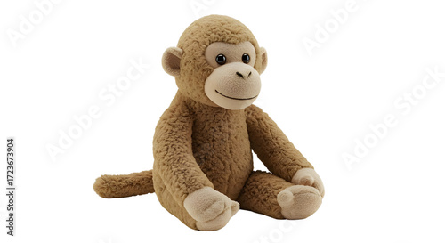 Brown stuffed monkey toy for children isolated PNG with Transparent Background