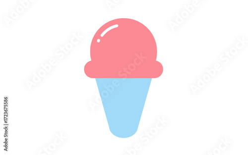 A simple illustration of a pink ice cream cone.