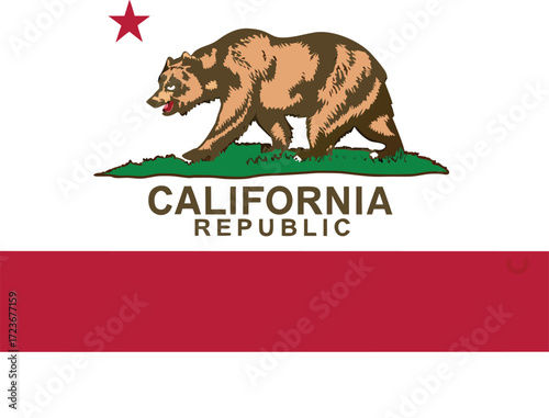 California Republic flag with bear and red stripe california flag