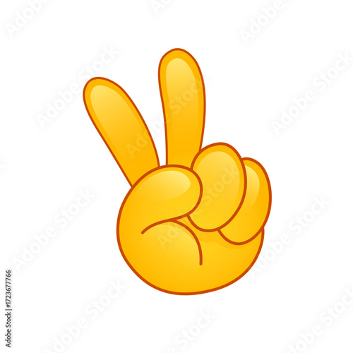 Emoji hand showing the peace sign, Emoji symbolizes victory, positivity, friendship, and nonviolence