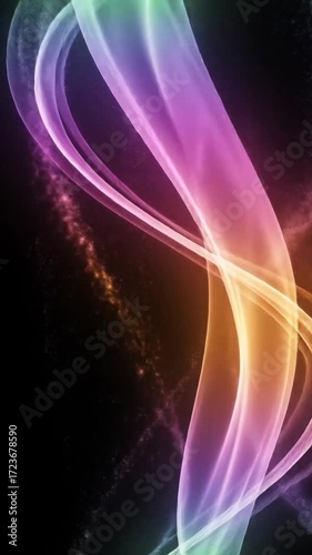Colorful Light Waves Flowing in Vibrant Spiral Movement with Smooth Motion and Bright Atmosphere for Creative and Technology Content