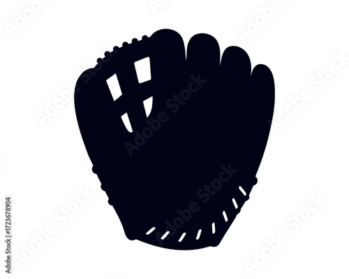 Baseball glove vector silhouette, classic sports equipment icon design