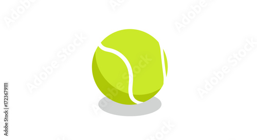 Bright green tennis ball with shadow on white