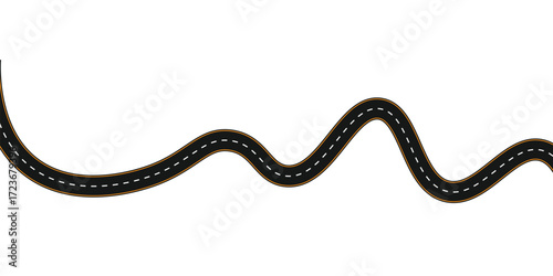 A Long winding and curved road, winding and curved road from a top view isolated from the background, illustration. Vector eps10	
