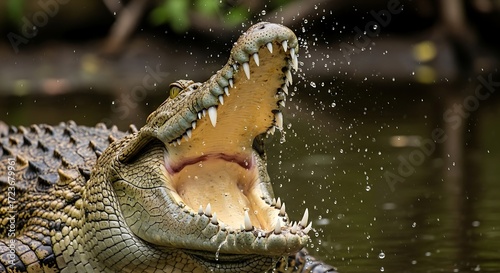 Crocodile opens mouth.