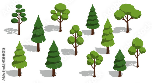 Isometric trees collection: diverse greenery designs for modern landscapes