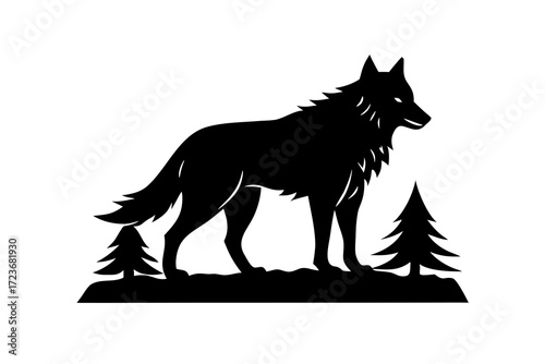 a wolf on a timber silhouette