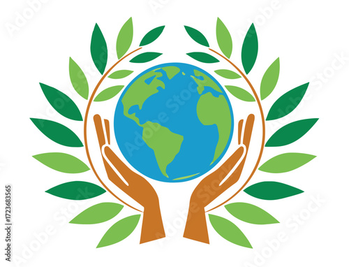 Protecting our planet earth with care concept illustration vector design